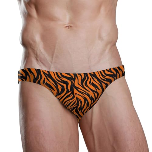 Tiger Stripe Swim Briefs for Men Swimsuit Bikini Swimwear S B04021492