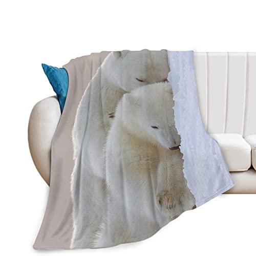 Lindo manta de oso polar súper suave, cálida y esponjosa, franela ligera, encantadora manta de animal salvaje, acogedora manta de felpa mullida, regalo para niños, niñas, adolescentes, adultos, sofá