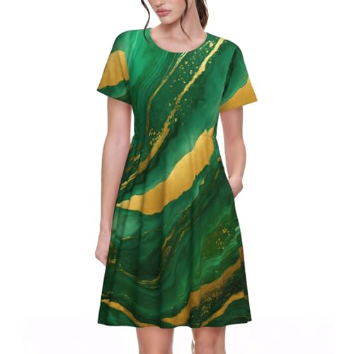 Robe d'été élégante avec imprimé géométrique aux reflets dorés