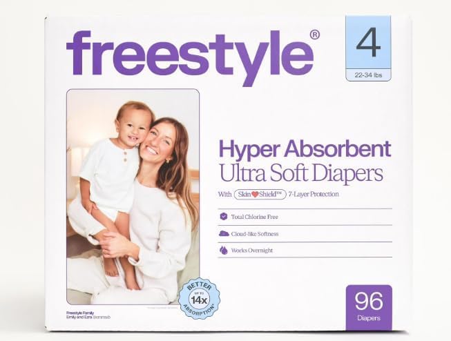Free~Style Hyper Absorbent Ultra Soft TCF Luxury Diapers, (3, 56, Count)