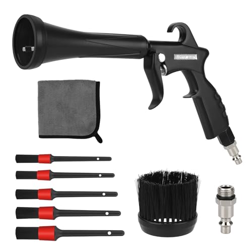 Tornado Air Cleaning Gun with Rubber Guard and Brass, 8-12 Bar High Pressure Air Blow Gun with 2 Set Adjustable Air Flow Nozzle, Vortex Air Cleaning Tool for Quickly Blasts Dirt and Dust fro