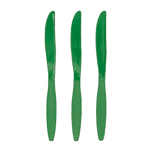 Fun Express - Kelly Green Plastic Knives (50pc) - Party Supplies - Solid Tableware - Cutlery - 50 Pieces