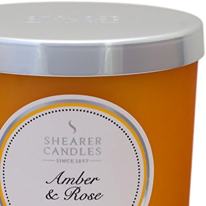 Shearer Candles Amber and Rose Scented Jar Candle with Silver Lid - Yellow,Yellow