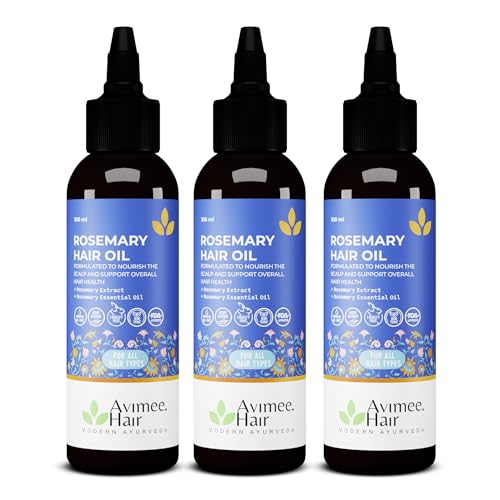 Image of Avimee Herbal Rosemary Oil for Hair (Pack of 3)| For Hair Growth, Hair Fall Control and Dandruff | 100% Pure & Natural | Mineral Oil Free | 100mL each