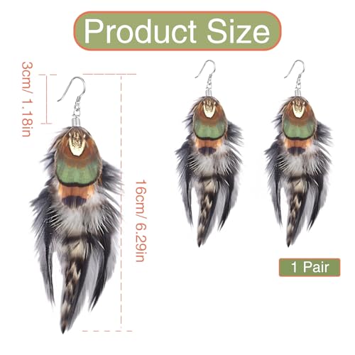 Bohemian Long Feather Earrings for Women Handmade Tassel Dangle Earrings Handmade Feathers Statement Dangling Earring Hooks for Women Ladies Wedding Party Jewelry Gifts2
