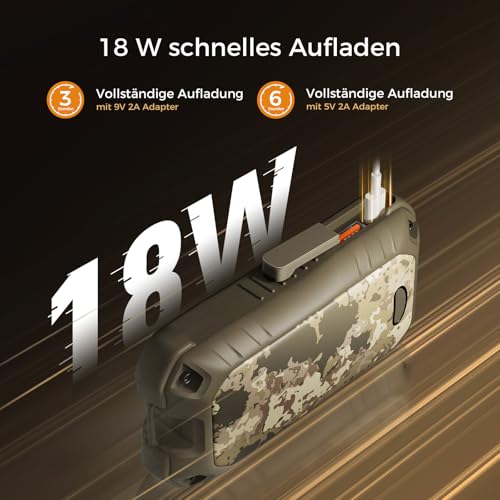 OCOOPA IP56 Wasserdichter Wiederaufladbarer Handwärmer, 10000 mAh PD Schnelllade Elektrisch Handwärmer, USB Powerbank, 16 Stunden Wärme, Eingebaute Taschenlampe, Outdoors, Camping, UT4 Extreme