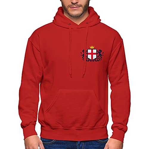Image of England Hoodie for Men Football 2021 Rugby Cricket Supporters Hooded Sweatshirt Embroidered Badge Crest Flag Lions, L, Red