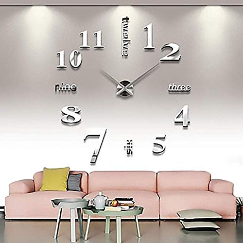 Horloge murale 3D acrylique miroir haute finition pour séjour