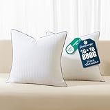 Phantoscope 18x18 Pillow Inserts, Down Alternative Pillow Inserts Set of 2 Throw Pillows with 100% Cotton Cover Decorative Pillow Stuffer for Sofa, Couch Bed(White)