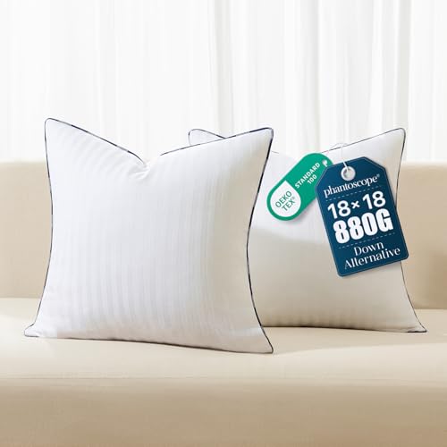 Phantoscope 18x18 Pillow Inserts, Down Alternative Pillow Inserts Set of