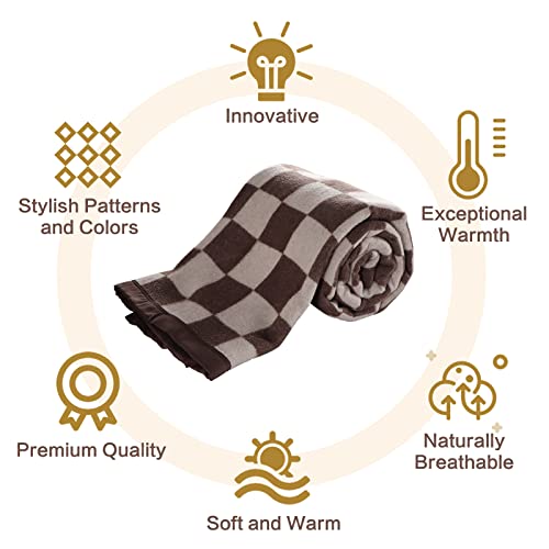 Your Moon Pure Wool Blanket Throw Queen Size 100% Australian Natural Wool Bed Blanket, Washable Wool Blanket Throw, Hypoallergenic- Non-Itchy Or Scratchy Fabric (Checkerboard, 90*90) #TOP3