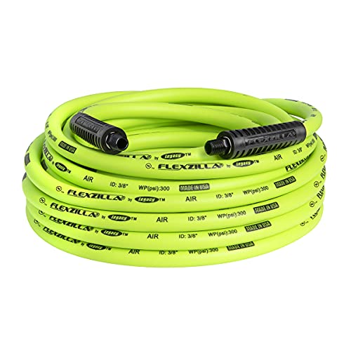 Flexzilla Air Hose, 3/8 in. x 50 ft., 1/4 in. MNPT Fittings, Heavy Duty, Lightweight, Hybrid, ZillaGreen - HFZ3850YW2 #1