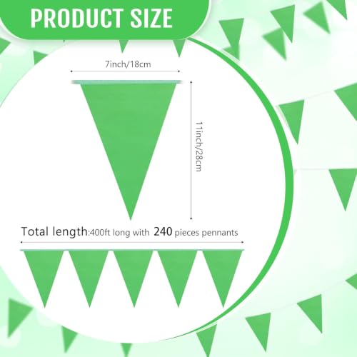 Preboun 400 ft Pennant Banner Flags 240 String Hanging, Green by Preboun - Used condition - Image 2