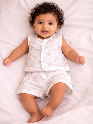 Image of Organic Crinckled Cotton Muslin Front Open Jabla | Printed Jhabla | for Newborn & Infants | All Season wear Jabala Baby Products | Sleeveless Vest | Assorted Pack of 3| Size -6-12 Months