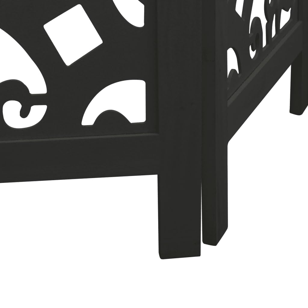 Paravent à 3 panneaux en bois massif de Paulownia - Noir - 105-110 x 200 cm - Brise-vue pliable - Pour chambre à coucher, salon, bureau et balcon - Design moderne avec charnières en métal