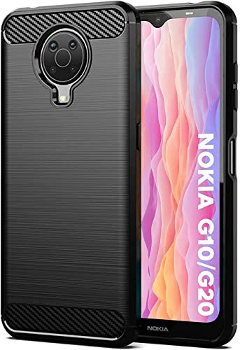 Image of NPRC Hybrid Ultra Slim Protective Case TPU Non-Slip Carbon Fiber Texture Shockproof Case Cover for Nokia G20 - Black