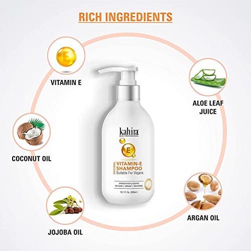 Image of Natural Vitamin-E Shampoo - Strengthen & Soothe Hair Care | Vegan, Reviving & Restoring Formula | Dermatologically Tested | 300ml