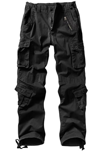 TRGPSG Women's Cargo Pants with Pockets, Outdoor Casual Camo Hiking Pants, Ripstop Construction Work Pants 3209 Black