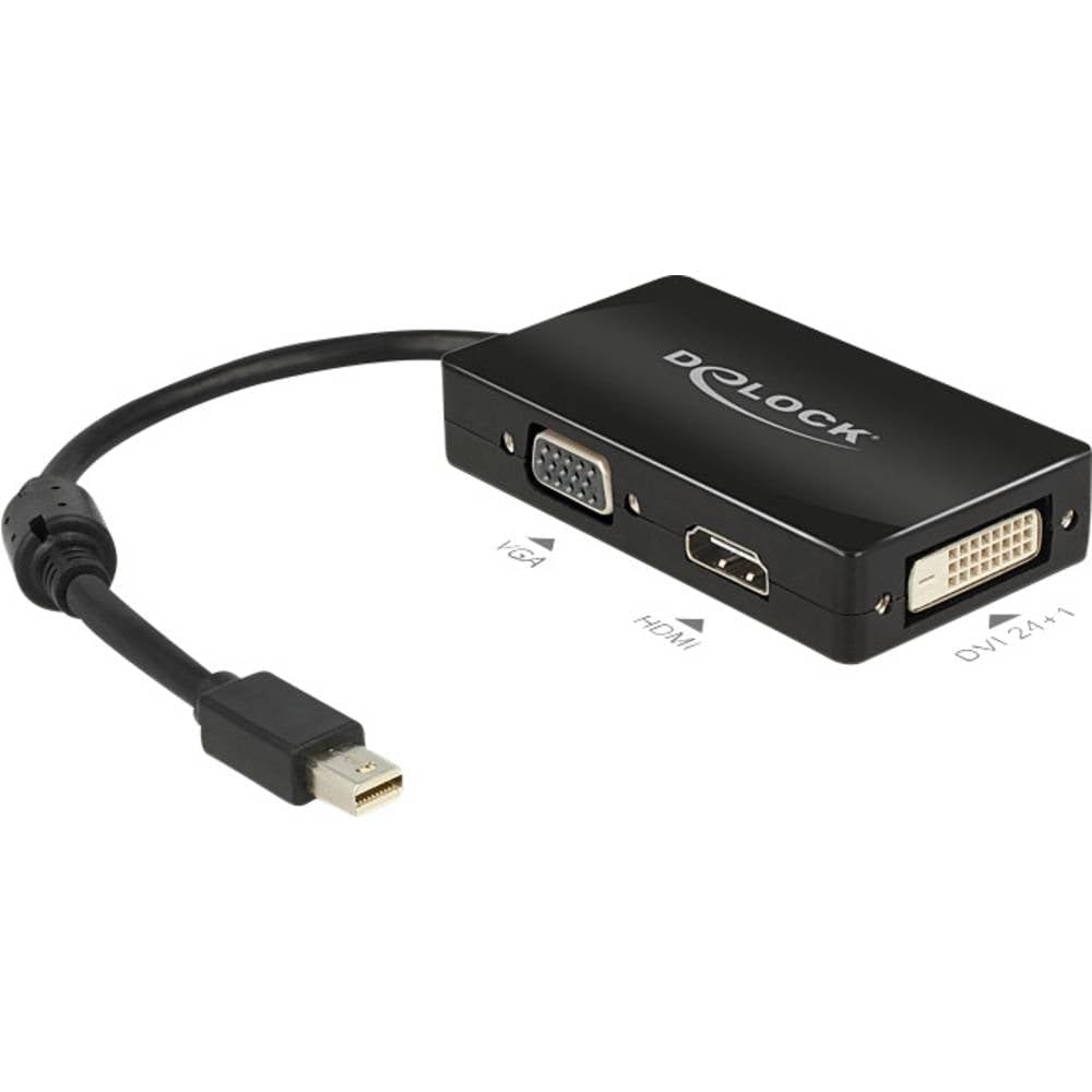DeLock 62631 Adaptateur Mini-DisplayPort 1.1 vers VGA/HDMI-A/DVI 0,24 m Noir