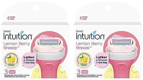 Schick Intuition Lemon Renewing Moisture Women Razor Refill Cartridges, New Version 2022 (Lemon6Count(2Pack))