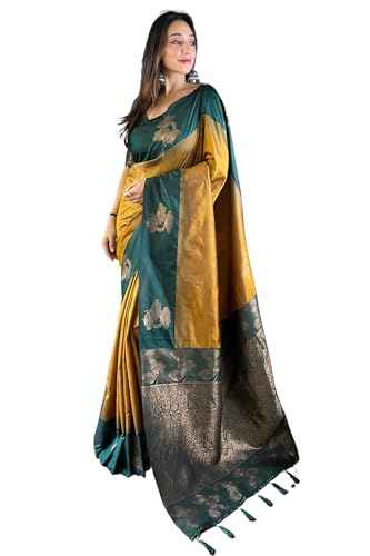 Image of SGF11- Women's Kanjivaram Woven Soft Silk Saree With Blouse Piece