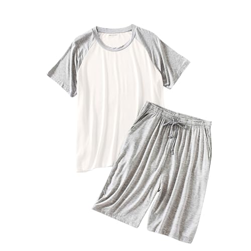 Mens Pajama Set Summer Pjs Sleepwear Nightwear Lightweight Quick Dry Soft Raglan Short Sleeve Tops Shorts Sleep Set3