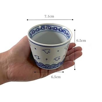 Amazon | そば猪口 和柄 陶器 シンプル 和風 お蕎麦 青海波 月