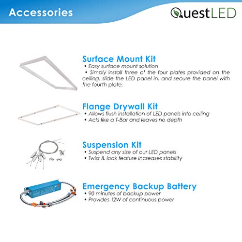 Quest Manufacturing Questled 2X4 Led Ceiling Light 4 Pack, 72W Flat Ultra-Slim Dimmable Edge Lit Led Panel Light (4000K Medium White) #TOP7