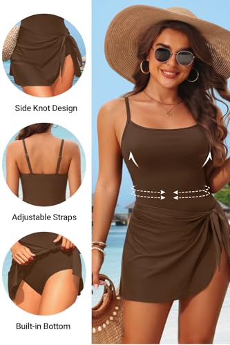 Image of Tempt Me One Piece Swimdress for Women 2026 - Tummy Control Modest Bathing Suit with Skirt Slimming Swimsuit