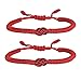 VDKIDKT 2 Pcs Tibetan Handmade Lucky Bracelet, Tibetan Lucky Amulet Knot Bracelet, Matching Bracelets Red and Black Bracelet for Protection (Red 2PC)