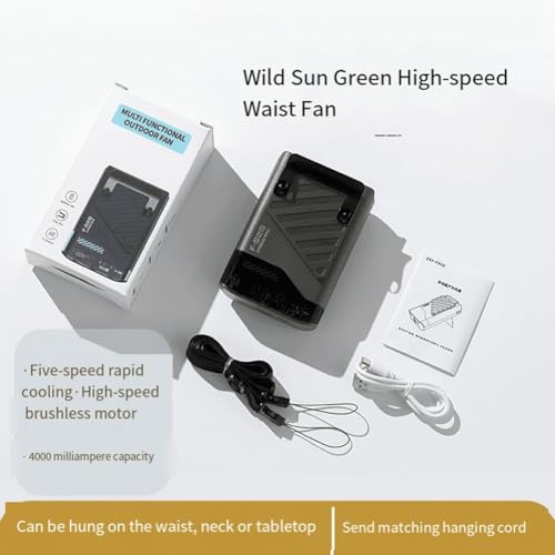 Ventilador portátil de cintura recargable B con pantalla LED y 5 velocidades 5