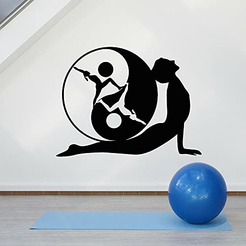 Vinyl Wandtattoo Yin Yang Yoga – Abziehbar, 75x90 Cm, Wandaufkleber Für Entspannung, Schlafzimmer Deko
