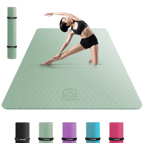 HAPBEAR ヨガマット 特大 幅広 トレーニングマット 厚め 6mm ピラティスマット 両面滑り止め 防音マット TPE素材 軽量 フィットネスマット スポーツマット エクササイズ 収納バッグ付き