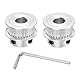 QUARKZMAN 2GT Riemenscheibe 30 Zähne 8mm Bohrung Aluminium Zahnriemenscheibe für 6mm Breite 30T Zahnriemen mit Sechskantschlüssel für 3D-Drucker, CNC, Umlenkrolle Pulley-2 Stück Silber