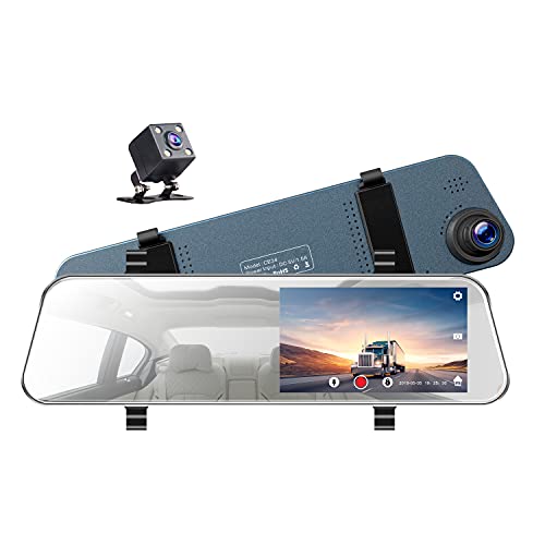 5'' Rear View Mirror Dash Cam Front and Rear,1080P Dual Lens Backup Camera Full Touch Screen,Night...