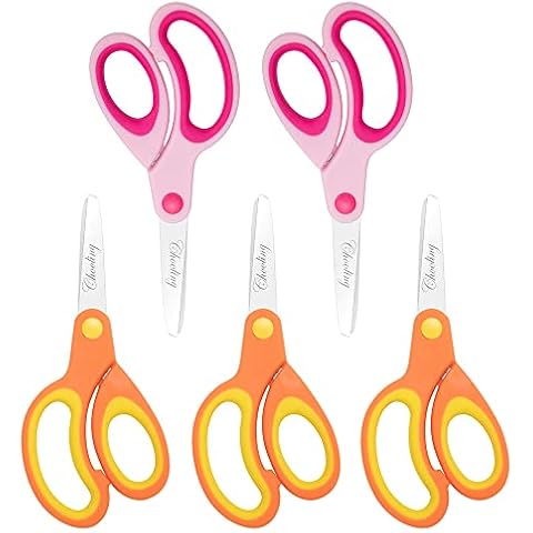 Left-Handed Kids Scissors by chooling (Pack of 5, Rounded-tip, 13.2 cm) - 5.2'' Lefty Soft Touch Blunt School Student Scissors Shears CL-037-UK-D Cover