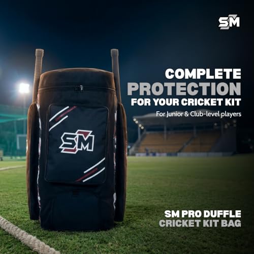 Image of SM Pro Duffle Cricket Kit Bag | Cricket Bag | Dual Bat Pockets | Ripstop Hard-Wearing Fabric | Lockable U-Zip | Rust-Proof Runners | Studded Base Protection | Full Kit Storage