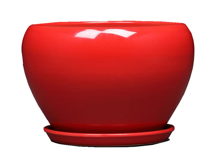 屋内壁植木鉢セラミックシンプルフラワープランター中庭道具多肉植物コンテナ多彩な植木鉢ハウスまたは中庭の装飾プランター緑の植物の花瓶 (14.5cm*12cm,レッド)