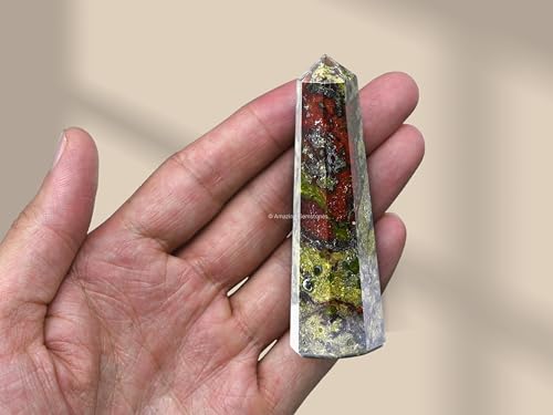 Image of Amazing Gemstone Dragon Bloodstone Crystal Towers - Natural Healing Crystal Point Obelisk for Reiki Healing and Crystal Grid (2 inch to 3 inch INCH)
