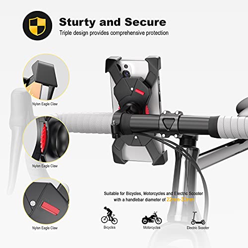 Visnfa Bike Phone Mount Anti Shake And Stable Cradle Clamp With 360° Rotation Bicycle Phone Mount / Bike Accessories / Bike Phone Holder For Iphone Android Gps Other Devices Between 3.5 To 6.5 Inches #TOP1