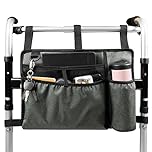 Jetcloud Walking Frame Bag with Cup Holder Large Capacity Walker Basket Folding Double Side Rollator Wheelchair Organizer Pouch Acessories Tote(grey)