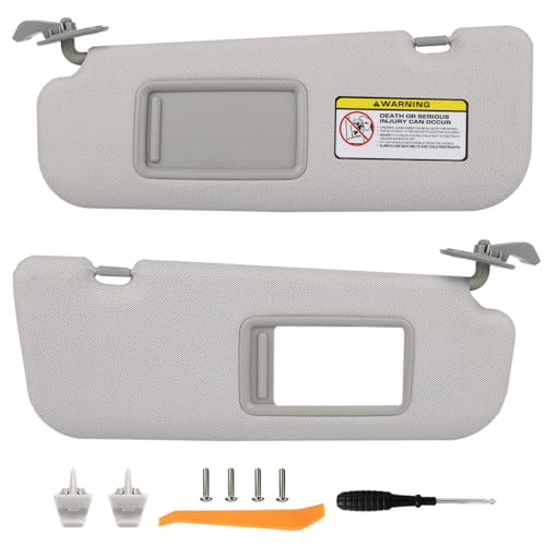 Pair Sun Visor Compatible with 2011-2016 Hyundai Elantra (Not for GT Models), Driver & Passenger Side Sunvisor Replacement Kit with Clips & Screws, Replaces OEM 85210-3X040-TX (Color Gray)