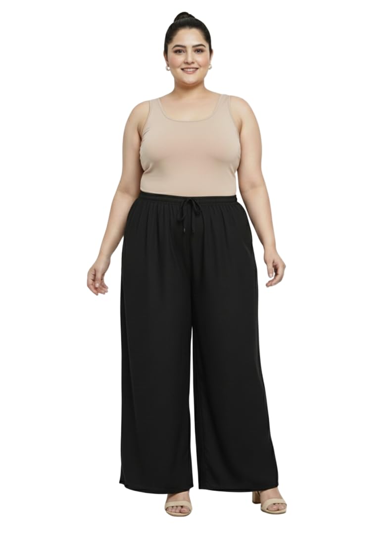 kgfone cloth Women’s Flared Viscose Rayon Palazzo Pants | High Waist Loose Fit Wide Leg Palazzo Trousers | Comfortable Casual & Office Wear Bottom-picture-47