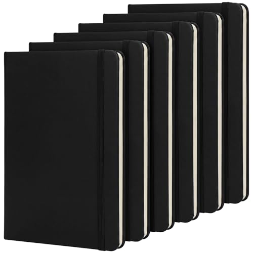 Cuadernos A5 de tapa dura Honoson con rayas anchas y piel sintética para oficina pack de 6