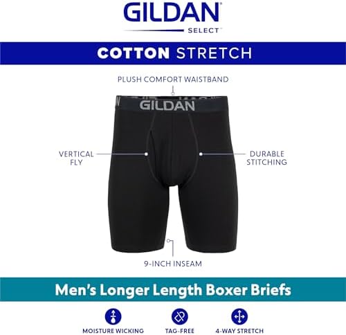 Gildan Men's Underwear Cotton Stretch Boxer Briefs, Multipack