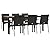 YITHOPI 7 Piece Patio Dining Set with Cushions Black Poly Rattan Versatile Lounge Furniture Outdoor Lounge Set Patio Furniture Sets Balcony Furniture Sets for patios, Gardens, Decks