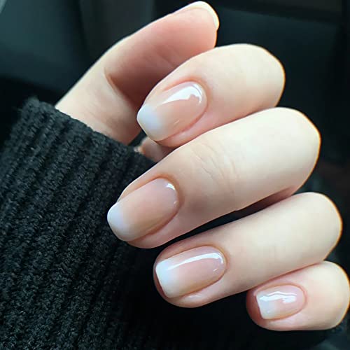 French Tip Press on Nails Short Square Fake Nails with White Edge Designs Cute Full Cover False Nails Short Acrylic Nails for Women and Girls 24Pcs