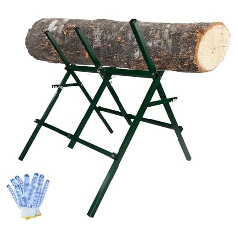Sharellon Log Saw Horse, Folding Log Saw Horses, Large Log Saw Horse with Wood Log Fixed Spring, Heavy Duty 260 lbs Weight Capacity Steel Log Sawbuck for Firewood Cover