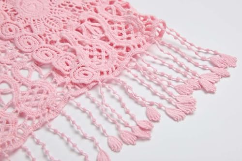 Image of Girls Crochet Vest Cardigan with Fringe V-Neck Sleeveless Boho Vest Hollow Out Cardigan