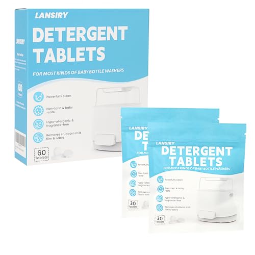 60 pastillas de detergente para lavadora de biberones, esterilizador y secadora, tabletas de...